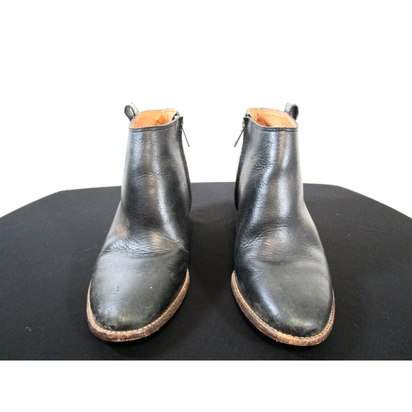 Madewell Black Leather Medium Heel Side Zip Ankle Boots Women Sz 7.5 - Picture 2 of 11